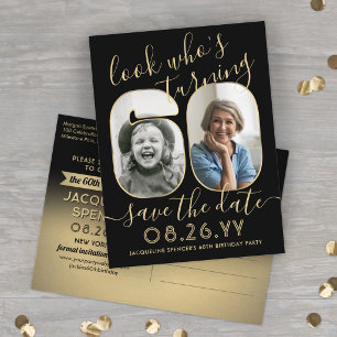 Look Who's 60 Birthday Party Save The Date 2 Photo Announcement Postcard