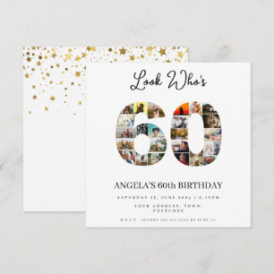 look who's 60 Customizable Photo Collage  Invitation