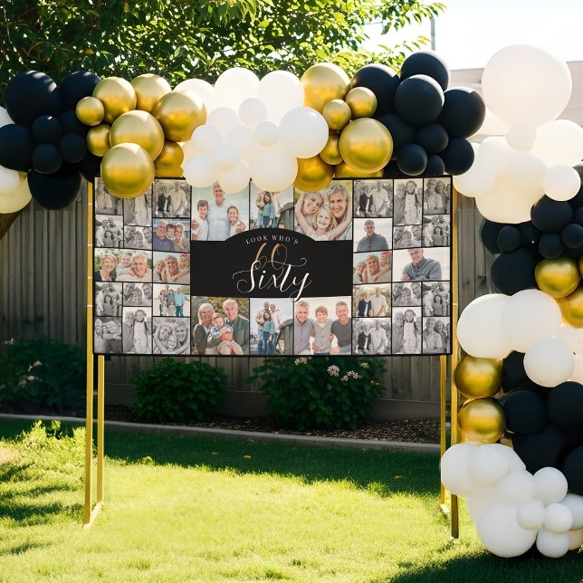 Look Who's 60 Happy Birthday Photo Collage Party  Banner (Look Who's 60 Happy Birthday Photo Collage Party Banner)