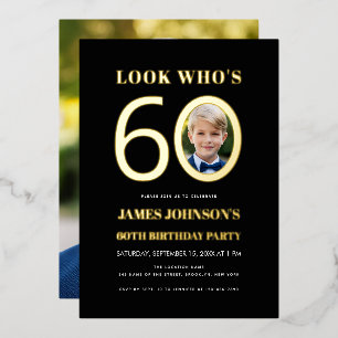Look Who's 60 Kid Photo 60th Birthday Black Gold
