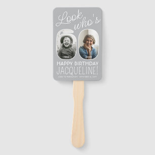 Look Who's 60 Modern Photo Numbers Birthday Party Hand Fan