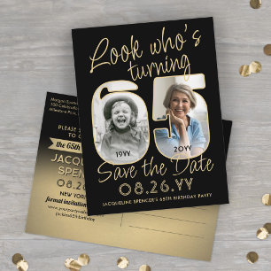 Look Who's 65 Birthday Party Save The Date 2 Photo Announcement Postcard