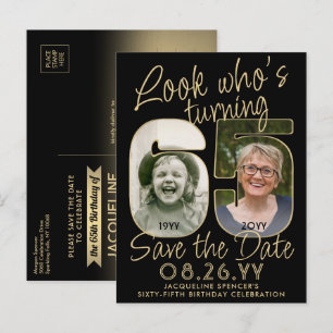 Look Who's 65 Birthday Party Save The Date 2 Photo Announcement Postcard