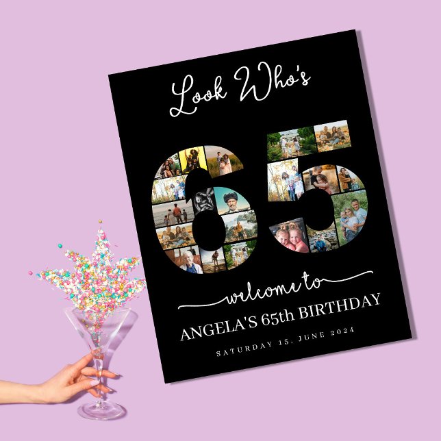 look who's 65 happy birthday photo collage poster (Creator Uploaded)
