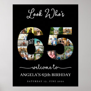 look who's 65 happy birthday photo collage poster