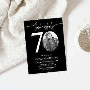 Look Who's 70   Black 70th Birthday Invite