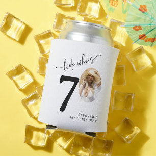 Look Who's 70! Modern Photo 70th Birthday Can Cooler