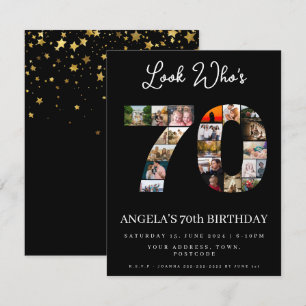 look who's 70 Photo Collage birthday party Invitation