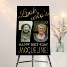 Look Who's 75 Black & Gold 2 Photo Birthday Party
