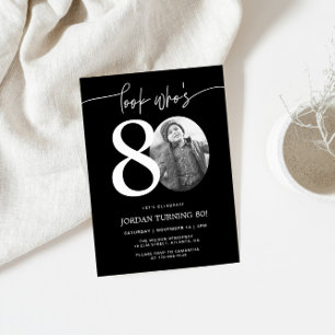 Look Who's 80   Black 80th Birthday Invite
