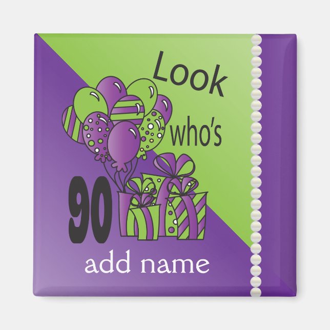 Look Who's 90 | 90th Birthday - Purple Magnet (Front)