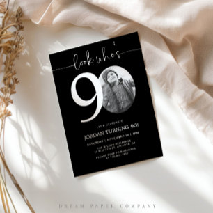 Look Who's 90 Black 90th Birthday Invite
