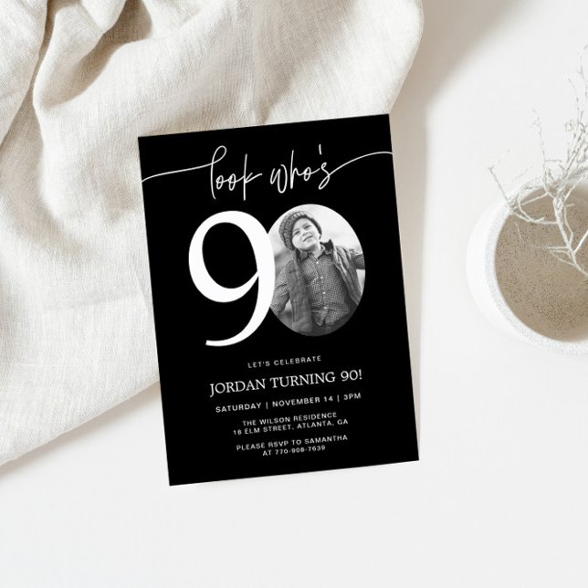 Look Who's 90 | Black 90th Birthday Invite (Creator Uploaded)