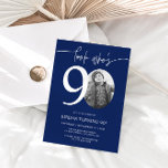 Look Who's 90 | Navy 90th Birthday Invite<br><div class="desc">Celebrate your milestone 90th birthday with timeless style using this navy blue Look Who’s 90 invitation! Featuring a sleek, modern design this blue invitation is perfect for those who prefer simplicity with a touch of elegance. Fully customizable, you can easily add your party details to create a personal and sophisticated...</div>