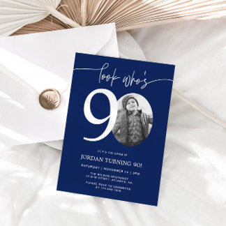 Look Who's 90 | Navy 90th Birthday Invite