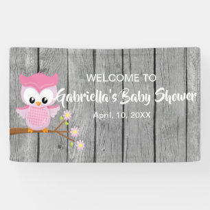 Look Who's Baby Girl Shower Owl Banner
