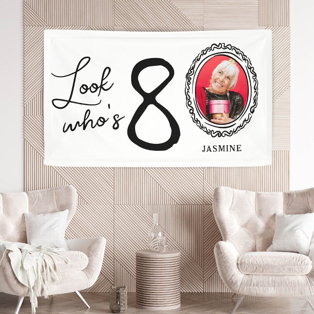 Look Who's Eighty Photo 80th Birthday Banner (Creator Uploaded)