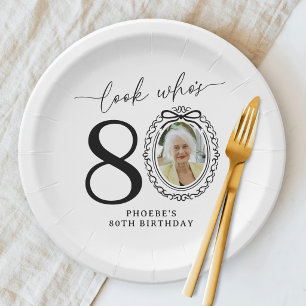 Look Who's Eighty Photo 80th Birthday Paper Plate