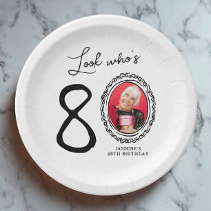 Look Who's Eighty Photo 80th Birthday Paper Plate