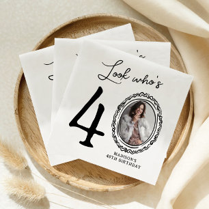 Look Who's Forty Photo 40th Birthday Napkin