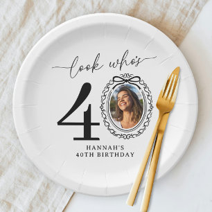 Look Who's Forty Photo 40th Birthday Paper Plate