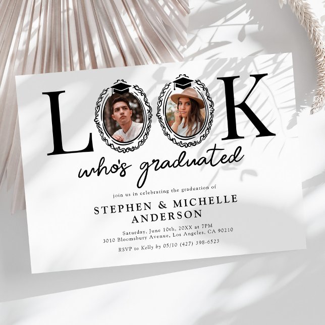 Look Whos Graduated Joint Graduation Party Invitation (Creator Uploaded)