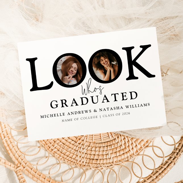 Look Who's Graduated Photo Joint Graduation Announcement (Creator Uploaded)