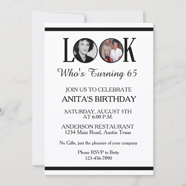Look Who's Having A Birthday Invitation (Front)