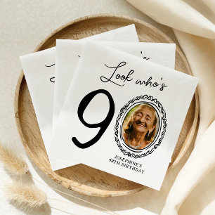 Look Who's Ninety Photo 90th Birthday Napkin