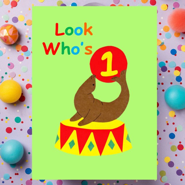Look Who's One First Birthday Card (Creator Uploaded)