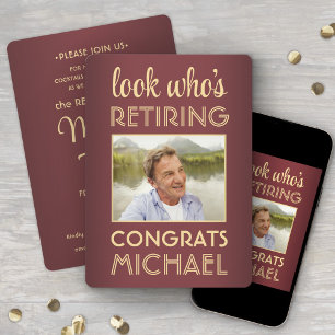 Look Who's Retiring Red Retirement Party Photo Invitation