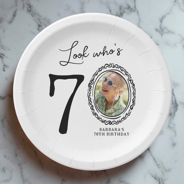 Look Who's Seventy Photo 70th Birthday Paper Plate (Creator Uploaded)