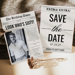 Look Who's Sixty Photo Newspaper 60th Birthday Invitation