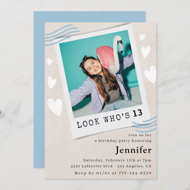  Look who's turning 13th birthday invitations (Front/Back)
