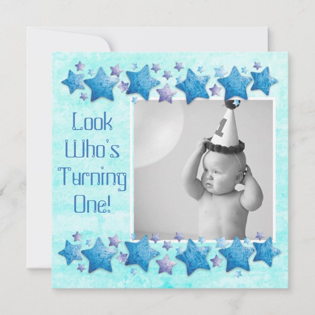 Look Who's Turning 1, First Birthday Invitation (Front)