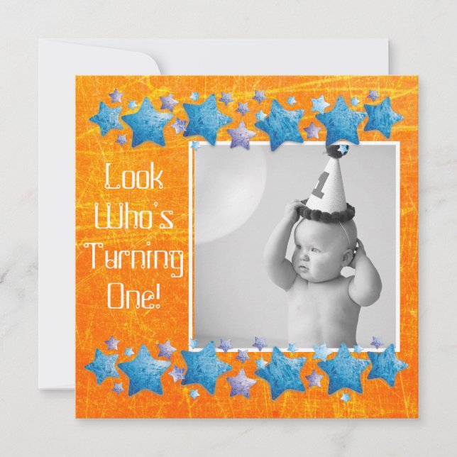 Look Who's Turning 1, First Birthday Invitation (Front)