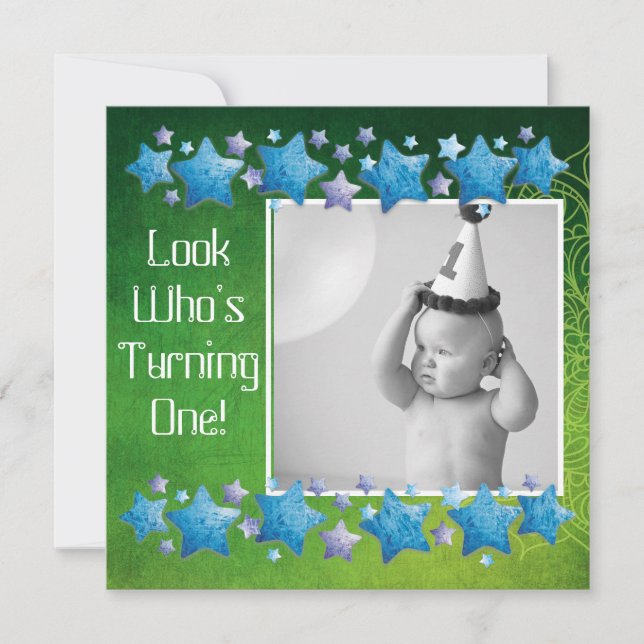 Look Who's Turning 1, First Birthday Invitation (Front)