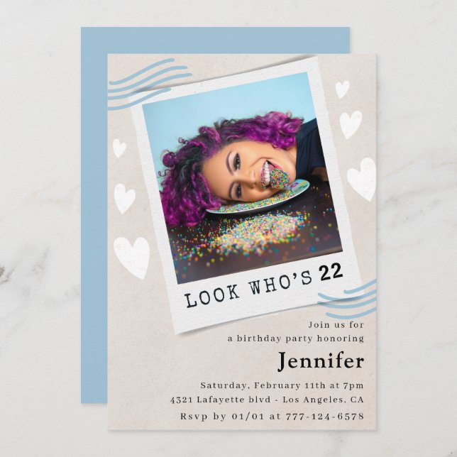 Look who's turning 22nd birthday invitations (Front/Back)