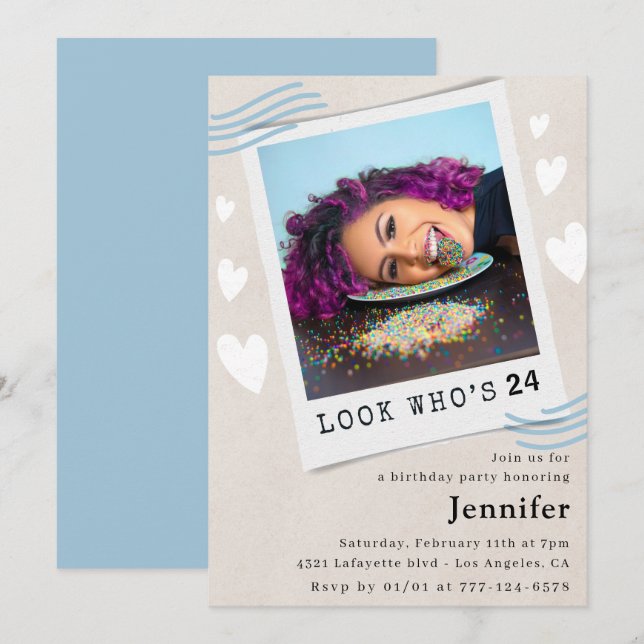  Look who's turning 24th birthday invitations (Front/Back)