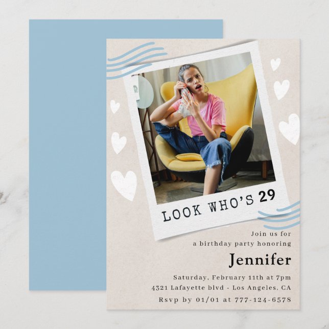  Look who's turning 29th birthday invitations (Front/Back)