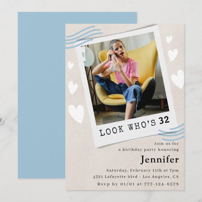  Look who's turning 32nd birthday invitations (Front/Back)