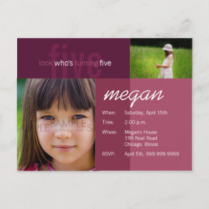 look who's turning five • Birthday Invitation Postcard