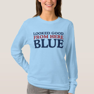 Looked Good From Here Blue Funny Baseball Mum T-Shirt