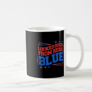 Looked Good From Here Blue Funny Softll Game Day _ Coffee Mug