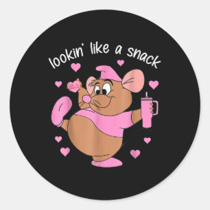 Lookin Like A Snack Mouse Pink Heart Tumbler Valen Classic Round Sticker