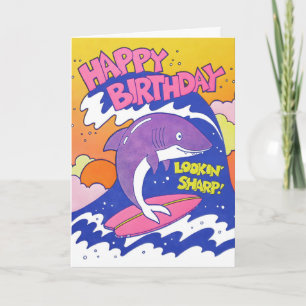 Lookin' Sharp Birthday Shark Letterpress Card