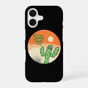 Lookin Sharp Bro Retro Vintage Desert Vibes Cactus iPhone 16 Case