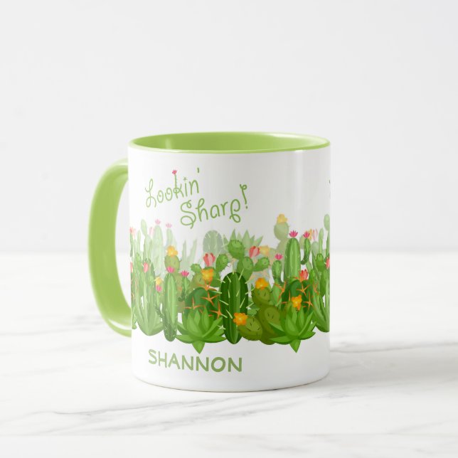 Lookin' Sharp Desert Cactus Blossom | Personalised Mug (Front Left)
