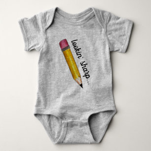 Lookin' Sharp Yellow #2 Pencil School Writing Baby Bodysuit