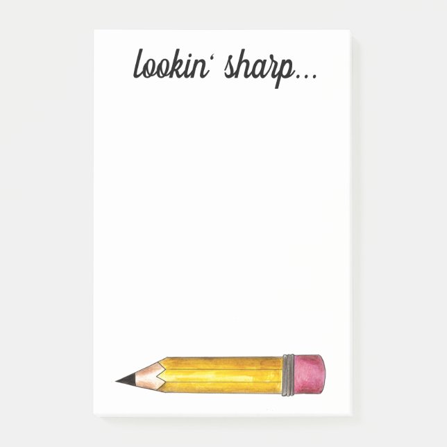 Lookin' Sharp Yellow #2 Pencil School Writing Post-it Notes (Front)